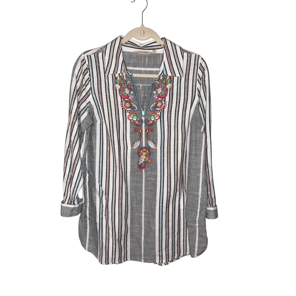 Soft Surroundings Embroidered tunic top blouse sz S